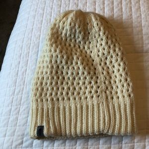 Cream knit north face Beanie
